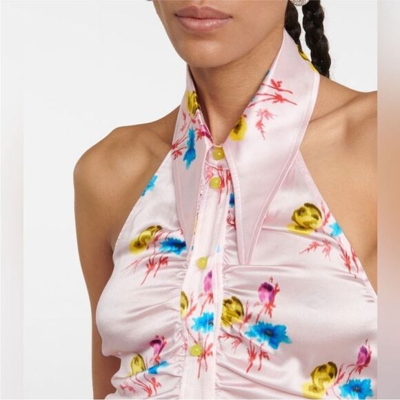Ganni NWT Floral Silk Blend Halter Neck Top Pink Size
42 - Picture 5 of 7